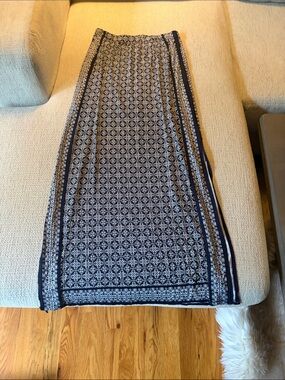 Max Studio Dark Navy and White Printed Maxi Skirt